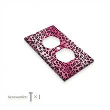 1pc Pink Leopard Print Light Switch Cover, 1 Gang Or 2 Gang - Unique Wall Plate, Suitable For Home Decor, Bedroom, Living Room - A - View 7