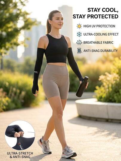 1 par de guantes sin dedos con protección UV y enfriamiento, mangas para el brazo de verano con protección solar y absorción de sudor, palma antideslizante, para deportes al aire libre, ciclismo, conducción, compatible con pantalla táctil, mangas de protección UV, mangas para el brazo largas y delgadas, mangas de protección solar de seda de hielo, protección solar unisex para ciclismo al aire libre