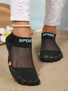 Women's Swimming Pool Beach Surfing Sock Shoes Sneakers Quick Dry Water Shoes Barefoot Aqua Socks Lightweight Beach Shoes - 黑色 - 查看 9