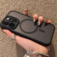 Luxury Frosted Wireless Charging Shockproof Phone Case, Compatible With Apple 17/16/15/14/13/12/11 Pro Max, With Translucent Armor Protective Cover - Black - View 3