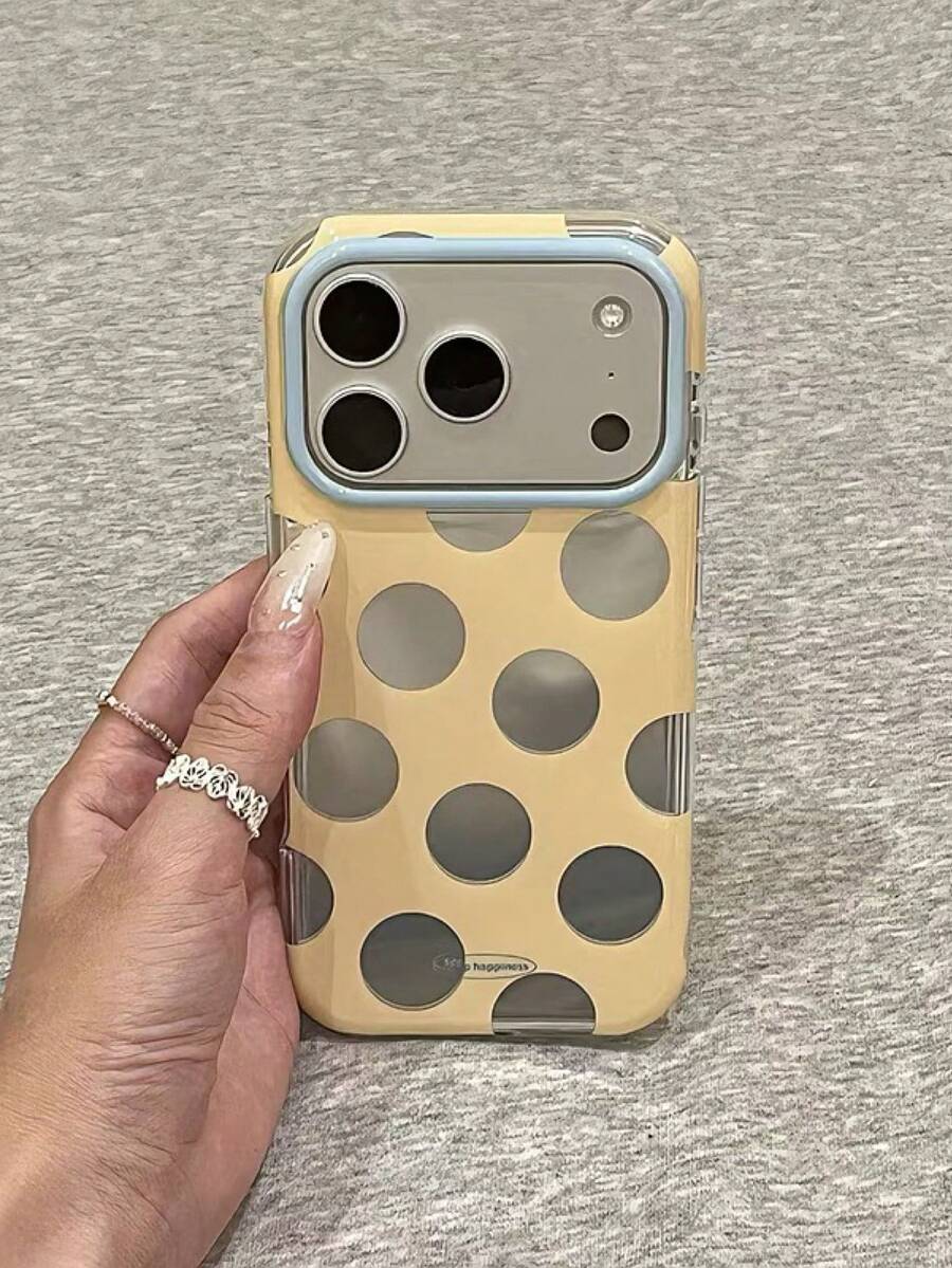 Funda de teléfono con lunares electrochapados y espejo compatible con iPhone 17 Pro Max, 16 Pro, 15 Pro, 17 - Amarillo - Ver 1