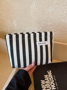 2026 New Fashion Versatile Striped Handbag, Suitable For Various Occasions - Black - View 6
