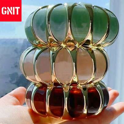GNIT Bộ 3 chiếc/1 chiếc vòng tay ống cong nhiều màu sắc phong cách Bohemian thời trang, có thể điều chỉnh kích thước, phù hợp cho phụ nữ đeo hàng ngày.