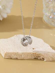 1件时尚休闲铜锆石漂浮星球造型简约百搭颈链，适合日常佩戴，亦可作为礼物 - 星球 - 查看 4