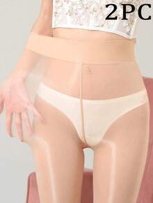 1pair High Density Shiny Ultra-Thin High Elasticity Pantyhose Suitable For Daily Wear, Cozy - 黑色 - 查看 7