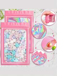1/10/15 túi zip lại màu hồng ánh kim, túi đựng mẫu nhiều màu sắc, túi trưng bày trong suốt, túi có khóa kéo tái sử dụng, túi ánh kim, thích hợp để đựng trang sức, phụ kiện, dây cáp, mỹ phẩm. Cũng thích hợp cho các bữa tiệc, đám cưới, sinh nhật, doanh nghiệp nhỏ, quà tặng ngày lễ, quà lưu niệm, tiệc độc thân, tiệc cô dâu, Ngày Valentine. - nhiều màu - Xem 3