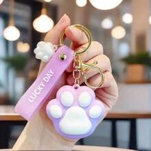 Lindo llavero con forma de pata de dibujos animados, elegante y adorable llavero de coche, accesorio de regalo de moda - Rosa - Pata de gato - Ver 13