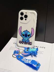 Disney Has Authorized, Phone Case - Chain Set, The Stitch Lilo & Stitch Phone Case Plus A Silicone 3D Or Fluffy Style Stitch Bracelet With Metallic Ring Removable Bracelet, Stitch And Angel Pattern, Compatible With Iphone 17/16/15/14/13/12/11/XS/XR/X Plus Pro Max, Wavy Design Phone Case For Girl, A Stylish Cartoon Summer Phone Case, The Perfect Gift Choice, Phone Protection, Durable Phone Cover, Great Gift For Friends And Family - Màu trắng kiểu A - Xem 4