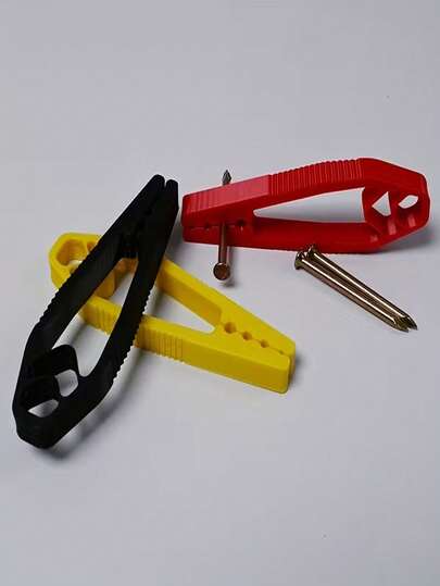 2 cái (Đen/Đỏ) Bảng kẹp đinh chống trượt, bảo vệ an toàn ngón tay, dụng cụ cố định đinh cầm tay, thích hợp cho sửa chữa cơ bản và làm mộc, xây dựng nhà cửa, kẹp đinh bằng nhựa có bao ngón tay, và kìm đóng đinh và vít, dụng cụ cầm tay sửa chữa đồ nội thất.