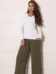 Women's Long-Sleeved Blouse, Anarruga Style, Perfect Fit, Comfortable - 白色 - 查看 4