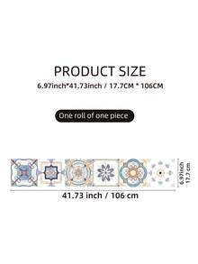 SUPSTICKER 1 Roll Moroccan Geometric Floral Stair Furniture Sticker, PVC Self-Adhesive Waterproof Wear-Resistant, 41.73x6.97 Inches, Suitable For Stairs And Cabinets - Multicolor - View 3