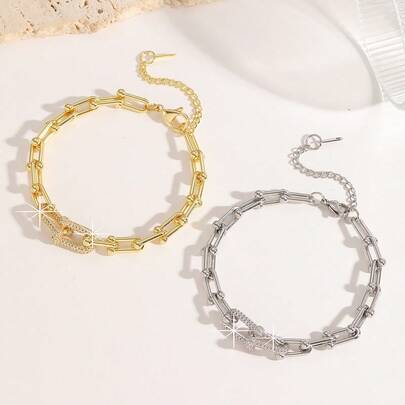 1 chiếc vòng tay dây chuyền hình móng ngựa đính đá Zirconia thời trang, thanh lịch, thích hợp cho nữ giới đeo hàng ngày, quà tặng ngày lễ.