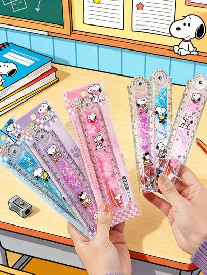 1 chiếc thước gấp hình chó hoạt hình ngẫu nhiên, thước đa năng lượn sóng 15-30cm, đồ dùng học tập cho học sinh [Mẫu ngẫu nhiên]