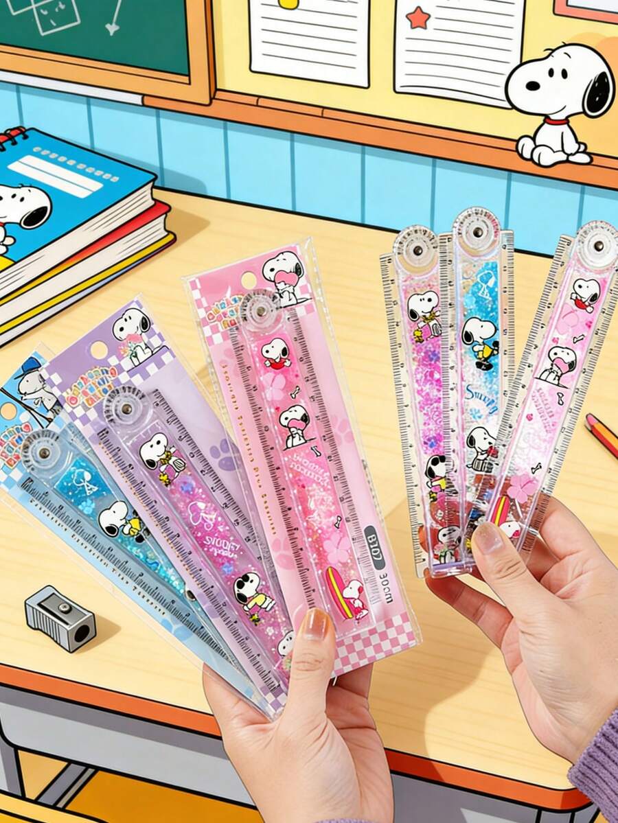 1 chiếc thước gấp hình chó hoạt hình ngẫu nhiên, thước đa năng lượn sóng 15-30cm, đồ dùng học tập cho học sinh [Mẫu ngẫu nhiên] - Nhiều màu - Xem 1