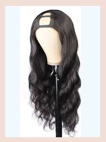 180%密度 U型波浪卷无胶真人发假发，女士易戴，方便出行，新手友好型U型长波浪无蕾丝升级版真人发假发 - Natural Black - 查看 4
