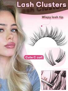 300 sợi mi giả hoạt hình, kiểu dáng tự nhiên, mềm mại, dài 10-16mm, thích hợp cho cosplay nhân vật anime, không chứa nhựa, mi giả đơn với độ cong CC. - D - Xem 3