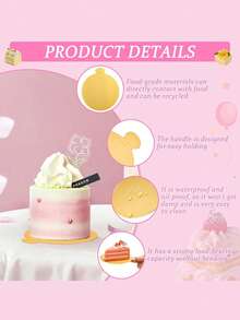 10/20/50 đế bánh giấy tròn mini, khay đựng mousse vàng, giấy lót cupcake dùng một lần, thích hợp cho đám cưới, tiệc sinh nhật, trưng bày món tráng miệng, khay bánh ngọt, chống dầu và chống ẩm. - Nhiều màu - Xem 7