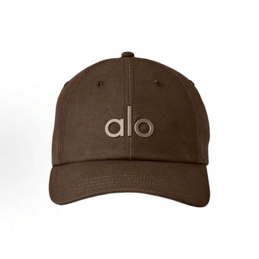 Alo Yoga Brand Logo Baseball Cap, Flat Cap, Outdoor Sports Sun Hat, Unisex Style, Couple Style, Brown. - 查看 1