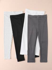 Bộ 4 quần legging dệt kim gân cho bé gái, cạp chun, màu trơn, co giãn, mềm mại, thích hợp mặc hàng ngày. - Nhiều màu - Xem 11