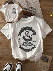 Magic Graphic Print T-Shirt, Short Sleeve Crew Neck Casual Top For Summer & Spring, Women's Clothing Everyday Printed T-Shirts - 白色 - 查看 7