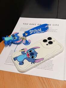 Disney Has Authorized, Phone Case - Chain Set, The Stitch Lilo & Stitch Phone Case Plus A Silicone 3D Or Fluffy Style Stitch Bracelet With Metallic Ring Removable Bracelet, Stitch And Angel Pattern, Compatible With Iphone 17/16/15/14/13/12/11/XS/XR/X Plus Pro Max, Wavy Design Phone Case For Girl, A Stylish Cartoon Summer Phone Case, The Perfect Gift Choice, Phone Protection, Durable Phone Cover, Great Gift For Friends And Family - 白色款式A - 查看 5