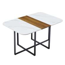 MUUOKY 7-Piece Dining Table Set For 6, Modern Dining Room Table Set With Cushioned Chairs, 59" Wood Kitchen Table Set For Home, Apartment, Office And Conference Room, Space-Saving Dining Set For Small Spaces With Compact Storage-Friendly Design, Easy Assembly, Perfect For Christmas And Thanksgiving Home Decor - Velvet Black+White - 查看 9