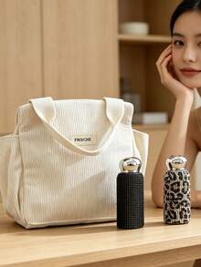 两件套:镶钻不锈钢真空保温瓶配乳白色灯芯绒手提袋,持久保温,便捷提手设计,适合办公室、户外、咖啡馆等场合,为日常补水增添优雅气息。 - 彩色 - 查看 4