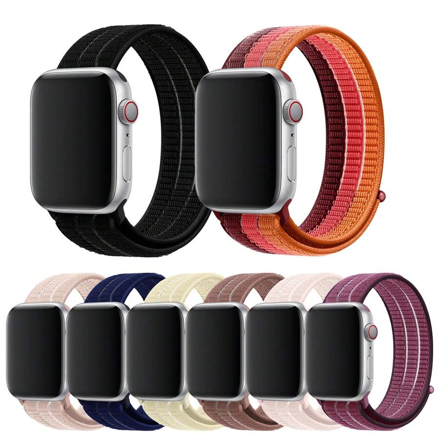 Nylon Sport Loop Compatible With Apple Watch Band 38/40/41/42/44/45/46/49mm, Adjustable Breathable Women Men Braided Strap Compatible With Apple Watch Series Ultra 11/10/9/8/7/6/5/4/3/2/1 SE As A Gift For Students Returning To School - 42/44/45/46/49mm - View 1
