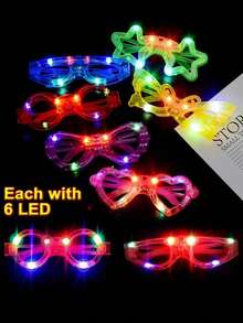 10入 LED 多色閃爍眼鏡，適合螢光派對用品、霓虹派對、婚禮、生日及其他場合，街頭風 LED 壓克力發光眼鏡，適合生日派對小禮物、婚禮、萬聖節、豐收節 - 眼鏡框 - 查看 3