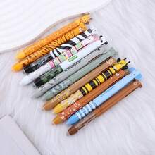 2pcs Cartoon Dual-Color Pen, Random Style Of Tiger, Monkey, Bee, Elephant Ear Cute High-Value Erasable Pen - One Size Fits All - View 7