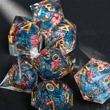 7pcs Resin Faceted Iridescent Dice Set With Sharp Edges, Suitable For MTG, Role-Playing Tabletop Games, Parties, Holidays, Gifts, Decor, Numeric Teaching - Multicolor - View 5