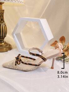 Women's Mesh Hollow Contrast Lace Pointed Toe Stiletto High Heels, Black Fashionable Elegant Formal Dress Pumps, Graceful Slim High Heels, Formal Heels, Daily Decor, Fashionable Perfect Match Footwear - Leopard - View 10