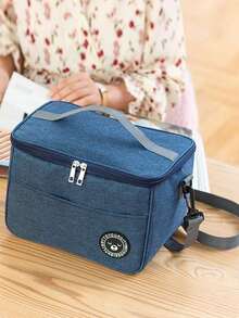 1pc Bear Pattern Insulated Lunch Bag - Adult Unisex Soft Cooler Lunch Box, Waterproof Portable, Suitable For School And Office Use - Keeps Food Fresh And Delicious (Black), Great Gift For Christmas Holiday - Black - View 5