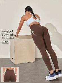 Women's High Waist Seamless Yoga Pants, Butt Lifting Tummy Control Stretchy Fitness Leggings For Outdoor Sports - Chocolate Brown - View 1