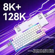 AULA HERO 84 HE 霍尔效应磁吸游戏键盘，0.01mm RT 触发精度，8K 轮询率，128K 扫描率，84 键 75% 紧凑布局，全键热插拔，5 层隔音海绵，RGB 背光，PBT 侧印键帽，每键 40 级可调键程，动态键程/双模式触发，FPS/MOBA 游戏的理想之选 - 查看 7