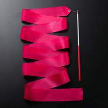 Rhythmic Gymnastics Ribbons, Dance Streamers, Dance Performance Silk Ribbons, Glittering Dance Satin Ribbons With Rotating Baton - Multicolor - View 17