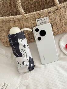 Fashionable Polka Dot Umbrella, 6 Ribs, Black Coating, UV Protection, Manual Folding Umbrella - 50% Off Cats - View 10