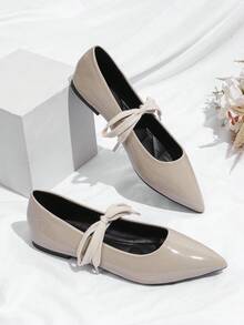 Giày lười mũi nhọn có nơ dành cho nữ - Màu be - Xem 2