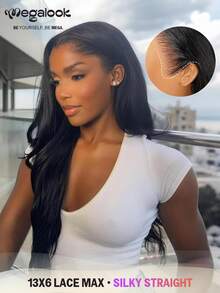 MEGALOOK 13x6 Three-Part Lace Front Wig, Silky Straight Hair, Pre-Trimmed Hairline, Bleached Knots, No Glue, 150%/200% Density, Pre-Plucked Transparent Lace, Natural Color, Suitable For Women's Daily Office, Gatherings, Y2K Style, Vacation, Outdoor, Cosplay, Campus, Holidays, Halloween, Easter, Etc. - SNatural - View 2