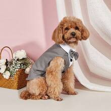 Bộ áo khoác vest cho chó cưng, thiết kế cổ điển với cúc cài, phù hợp cho chó nhỏ/trung bình, mèo, dùng trong các dịp cưới hỏi và tiệc tùng. - Xám - Xem 12