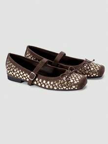 ADAMUMU New Women's High-End Fashion Comfortable Sequin Flat Shoes, Cute Suitable For Daily Wear, Spring/Summer Holiday - Mocha Brown - View 2