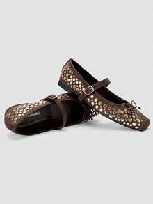 ADAMUMU New Women's High-End Fashion Comfortable Sequin Flat Shoes, Cute Suitable For Daily Wear, Spring/Summer Holiday - Mocha Brown - View 3