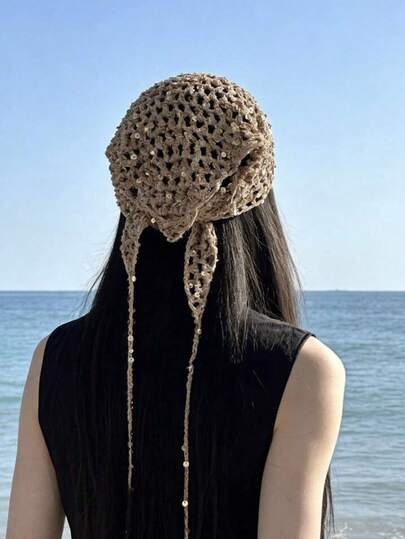 Sequin Sexy Women's Tie Triangle Scarf, Versatile Headband, Suitable For Street, Boho, Retro, Fashion, Desert, Y2K, Street, Daily, Festival Party, Events, Beach Vacation, Holiday Girl Gift, Hair Accessory Summer Women Bandana Beach Hair Bands