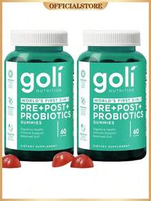Goli Pre, Post, Probiotics Gummy - World's First 3-In-1 Gluten-Free, Vegan, Non-GMO, And Gelatin-Free,60 Capsules - 1瓶 - 查看 8