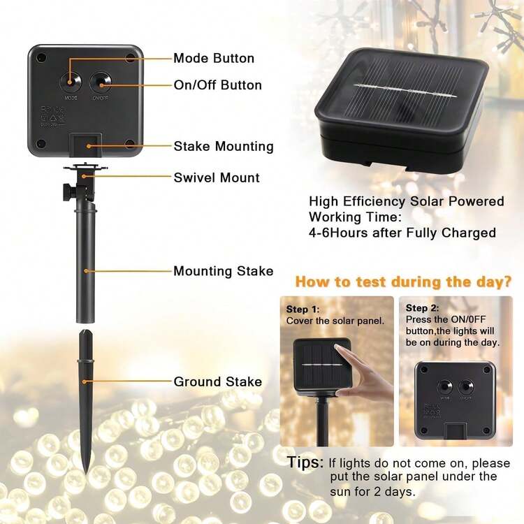 一套太阳能户外串灯，20颗LED复古S14灯泡，防震吊灯，适用于花园、婚礼、派对、户外酒吧、露台、栅栏、树木、泳池装饰、万圣节、圣诞节等场合。 - 暖光 - 查看 10