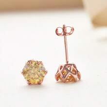 1 Đôi bông tai bạc S925 dành cho nữ, đính đá Moissanite tròn 0.5CT/1CT, thích hợp đeo hàng ngày, kèm hộp quà tặng. - Một cặp - Xem 4