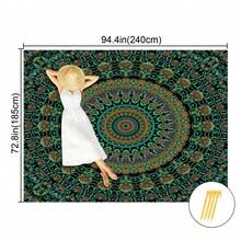 1件波希米亞曼陀羅圖案海灘墊，特大號海灘墊，輕巧耐用。非常適合旅行、露營和野餐。成人特大號尺寸。非常適合海灘和戶外探險 - C - 查看 12