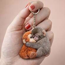 2D平面猴子病毒钥匙扣，猴子主题礼物钥匙扣，送给动物爱好者的情感礼物 - 猴子鑰匙扣 - 查看 6