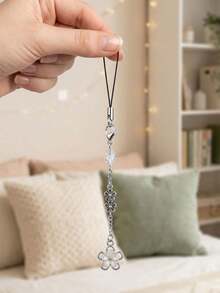 1件复古花卉水晶手机挂绳吊坠，适合女性日常佩戴 - 彩色 - 查看 2