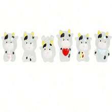 1/3/6pcs/Luminous Transparent Mini Cow Figurine Model Doll Play Miniature Simulation Animal Figure Creative Micro Landscape Random Style - Multicolor - View 5